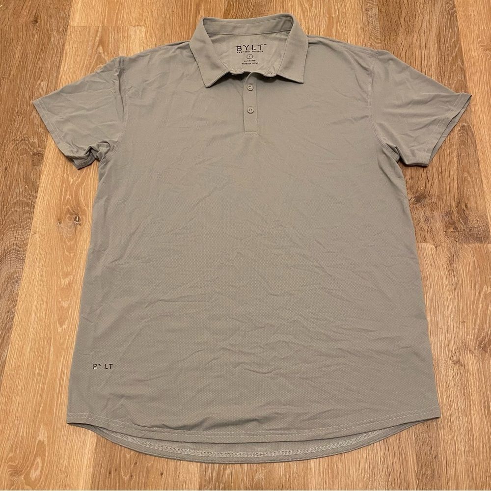 Bylt Drop Cut Lux Polo Grey Large Classic Performance Stretch Business Casual